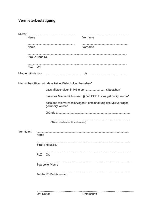 Vorschau: Vermieterbestätigung